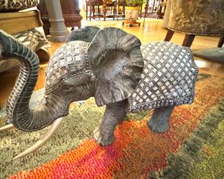 Decorative Elephant Figurine with Silver Detail – Exotic Home Accent