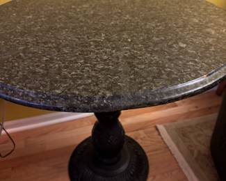 Cast-iron and marble table Café style chairs, not included