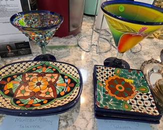Pottery Plates & Margarita Glasses
