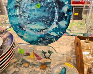 Plate, Bottle & Turtle Decor