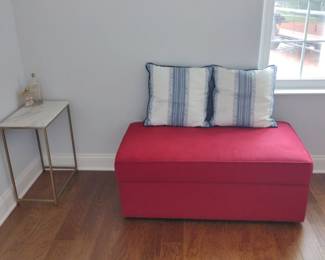 Upholstered Trunk & Marble Metal Table