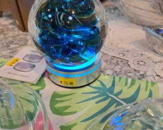 Lighted Base, sold separately and Solid Hand Blown Glass Ball