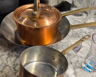 Copper Saucepan, Skillet & Butter Warmer