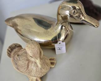 Brass Duck & Baby Duck Figurine