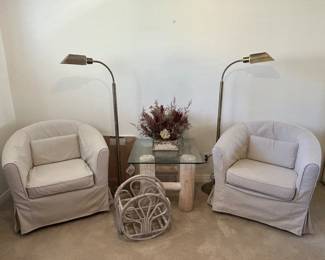 IKEA  Tullsta armchairs  and Ottlites. Perfect for dorm rooms or small spaces. Clean and comfortable. 