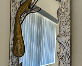 Beautiful Hand Hammered Metal and Brass Mirror. 