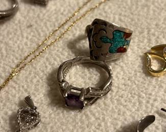 Gotta love this turquoise & coral chip in-lay Thunderbird ring in silver