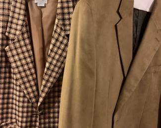 men's camel jacket and vintage plaid