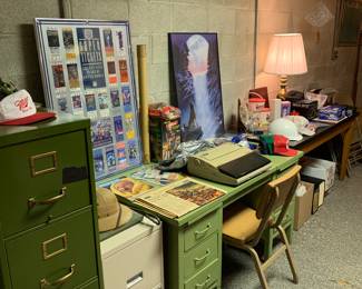 file cabinets, desks, library tables industrial chairs