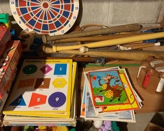 vintage child's puzzles, toys and games