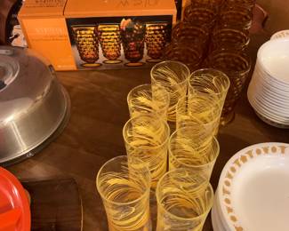 Indiana Glass in amber; wheat pattern glassware