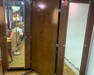 folding metal room divider with mirrors