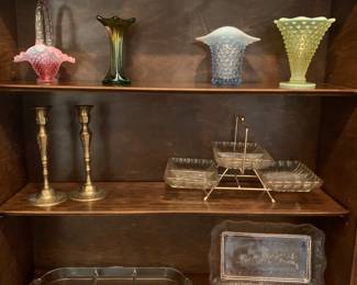 Fenton, brass, Indiana Glass, vintage serving pieces