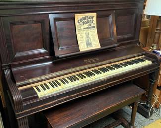 antique piano from old Belmont College with bench