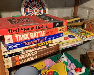 Vintage games: Happy Days, Tank Battle, Stratego, Red Storm Rising