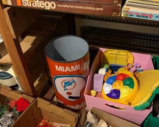Miami Dolphins trash can; vintage games