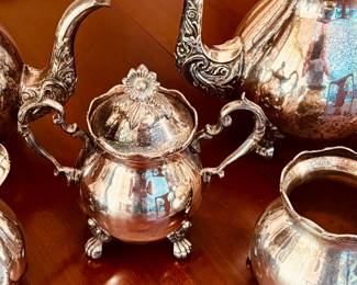 Vintage English heavy silver on copper with sterling silver borders (5 pieces) detail...