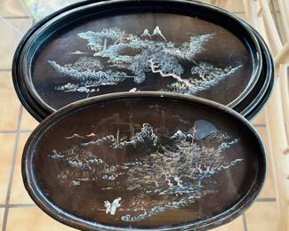 Set of 4 vintage lacquer nesting trays...