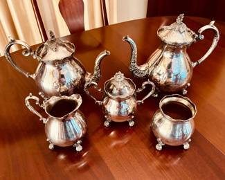 Vintage English heavy silver on copper with sterling silver borders (5 piece)...