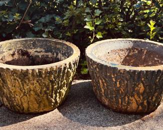 Pair of large naturalist concrete planters...