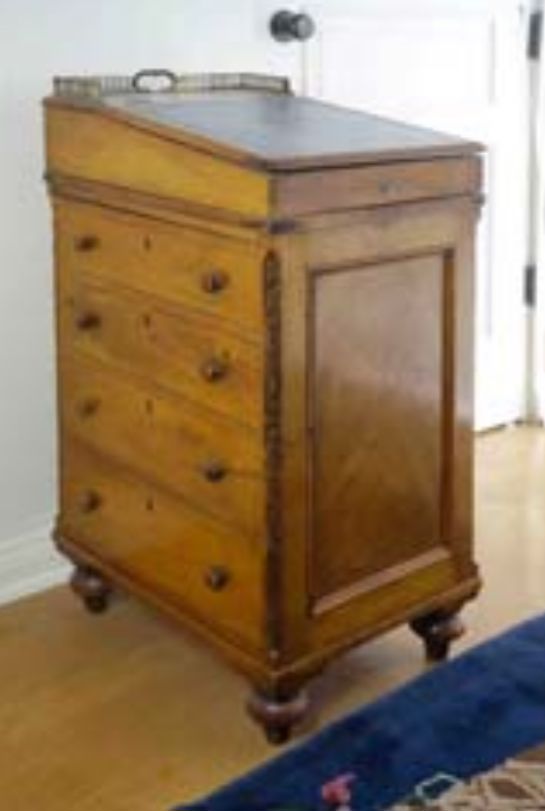 Victorian Fruitwood Davenport Desk, c.1840
Reserve Price: $200
Estimated Market Value: $2,000–$3,000
Location: Inglewood, CA ( For Private Showing - Call 310-862-6142 ).
Step back into the 19th century with this exceptionally rare Victorian Fruitwood Davenport Desk, dating back to circa 1840. Crafted in rich, warm fruitwood with a beautiful aged patina, this desk is a timeless blend of function and form.