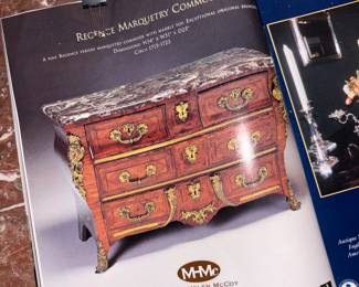 19th Century French Regence-Style Kingwood Commode with Ormolu Mounts



Condition: Very Good | Reserve Price: $399 | Estimated Restored Value: $2,500–$4,000



This elegant French Regence-style commode is a true antique treasure from the 19th century. Crafted in fine kingwood veneer and mounted with gilded bronze ormolu figures and scrolls, it features dramatic serpentine lines, three spacious drawers, and a beautifully contoured original marble top.