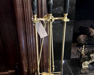 Brass & Marble Fireplace Set