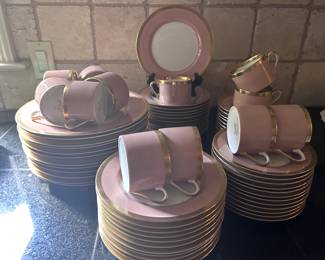 Fitz and Floyd "Versailles" Dusty Rose set of china - 60 pieces