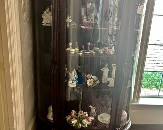 Vintage Curved Glass Curio Cabinet