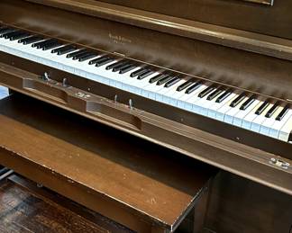 Antique Bush & Gerts of Chicago, Upright Player Piano with Leaded Glass inserts