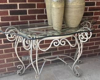 Iron Patio Furnishings and Large Vases and Pots