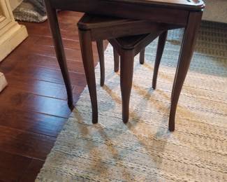 Set of 3 nesting tables by Bassett; rug