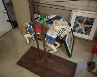 Carousel horse; framed artwork