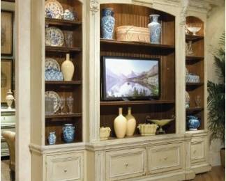 Habersham Furniture Hampshire Media Bookcase shown with the matching top, which is included but not shown in prior photo)