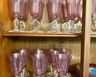 Lilac colored glass stemware