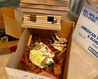 Vintage Lincoln Logs with cabin