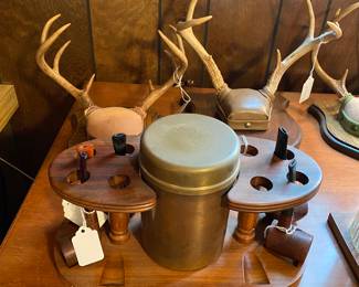 vintage pipe stands and lots of pipes