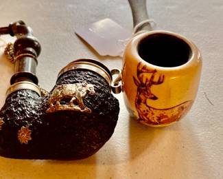 antique German pipe and Lepeltier Corp with the whitetail deer