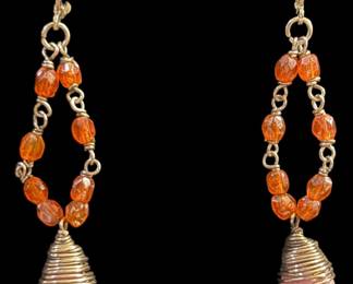 Pink Orange Teardrop Earrings