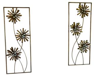 3D Floral Bronze Tone Panel Wall Art