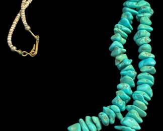 Long Turquoise Bead Necklace