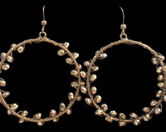 Dark Tone Hoop Wrap Around Beads Earrings