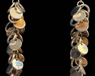 Silver Tone Layered Disc Dangle Earrings