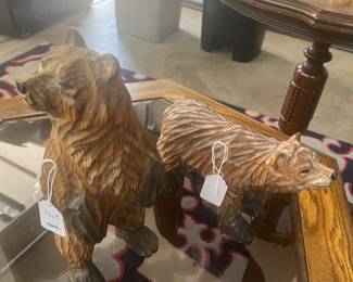 Vintage carved wooden bears