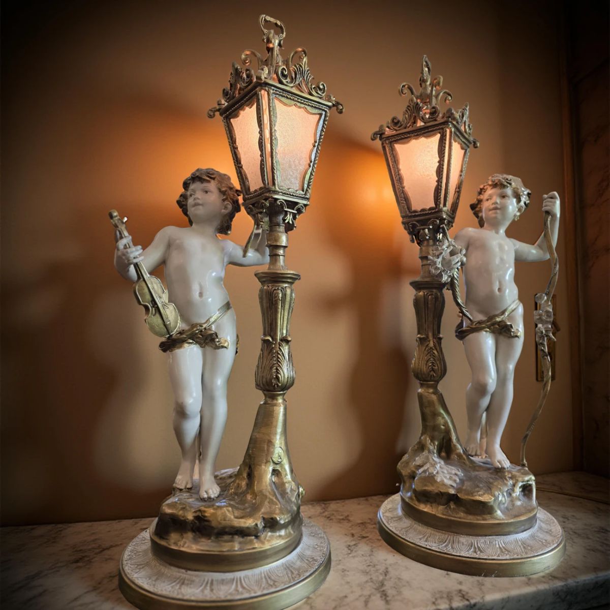LOUIS AUGUSTE MOREAU Figural Lamps bid #52