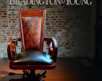 BRADINGTON & YOUNG Executive Chair with leather seat and hair-on-hide back bid #72