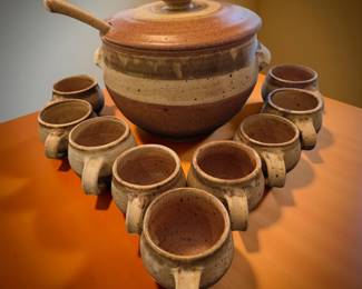 Hand-Thrown Pottery Wassail Bowl Set