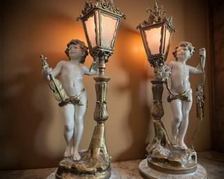 LOUIS AUGUSTE MOREAU Figural Lamps bid #52