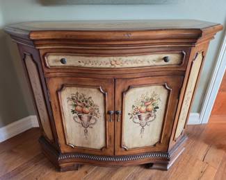 Tole Painted Console Cabinet