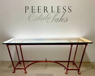 NeoClassical Brass & Glass Console Table with hoof feet bid #8